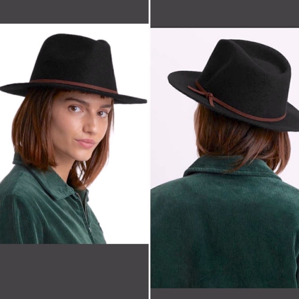 BRIXTON Valley Wool Black Fedora Hat-OS